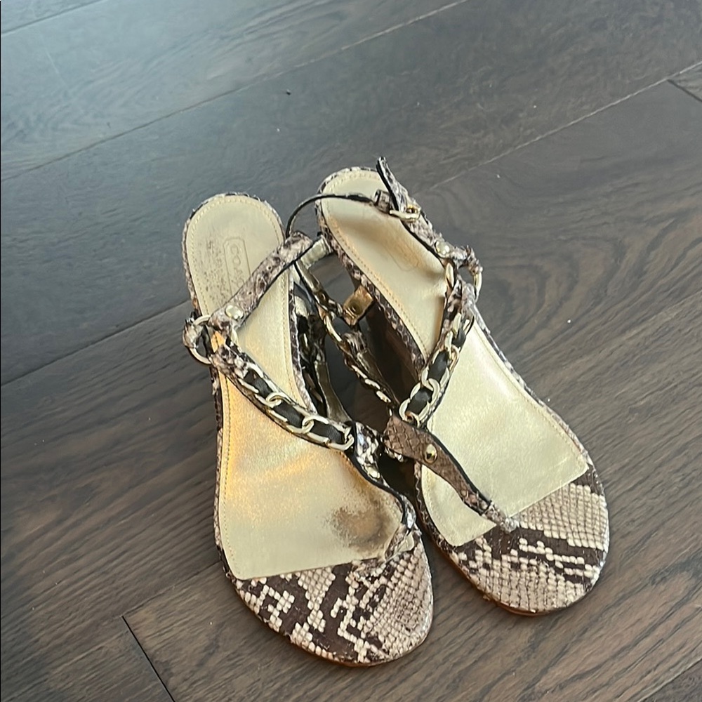Stylish Snake Print coach brand Sandals . Small wearing  signs but still nice
